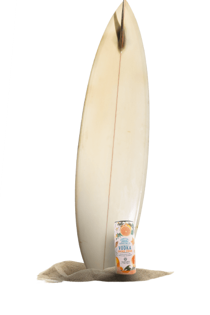 Surfboard with a Coastal Cocktail Vodka Orange Crush